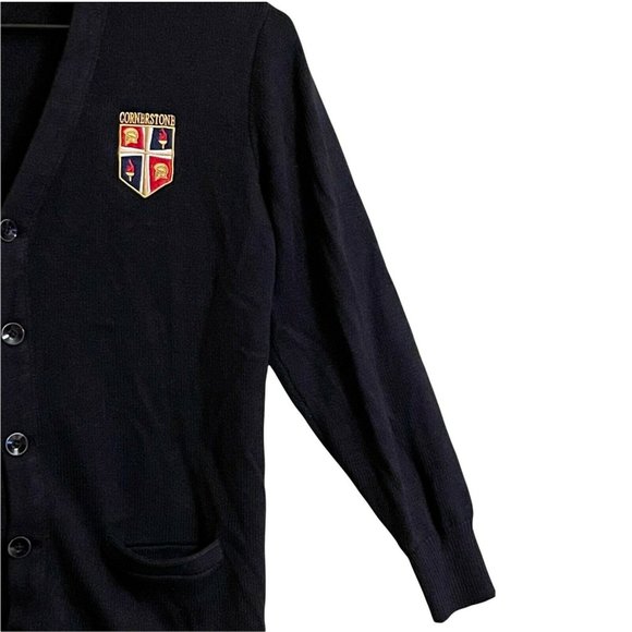 Parker School Uniform Cardigan Sweater Unisex Small Navy Cornerstone School TX - Picture 5 of 12